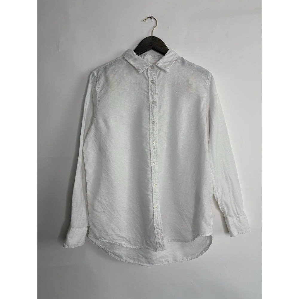 Quince 100% European Linen Shirt Mens Medium Solid White Long Sleeve Button Down